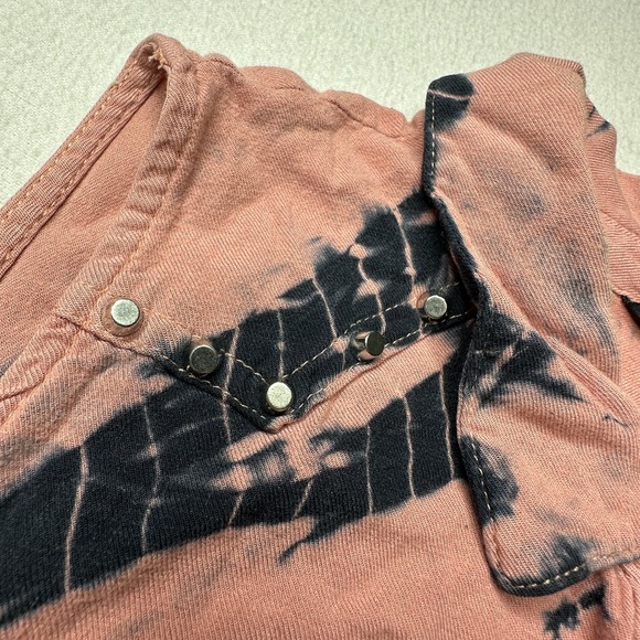 Rock & Republic Womens XL Sleeveless Tie Dye Button Down Shirt Studded - Picture 2 of 9